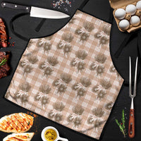 Brown Palaka Hawaii Apron Hawaiian Lehua Blossoms