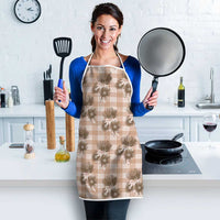 Brown Palaka Hawaii Apron Hawaiian Lehua Blossoms