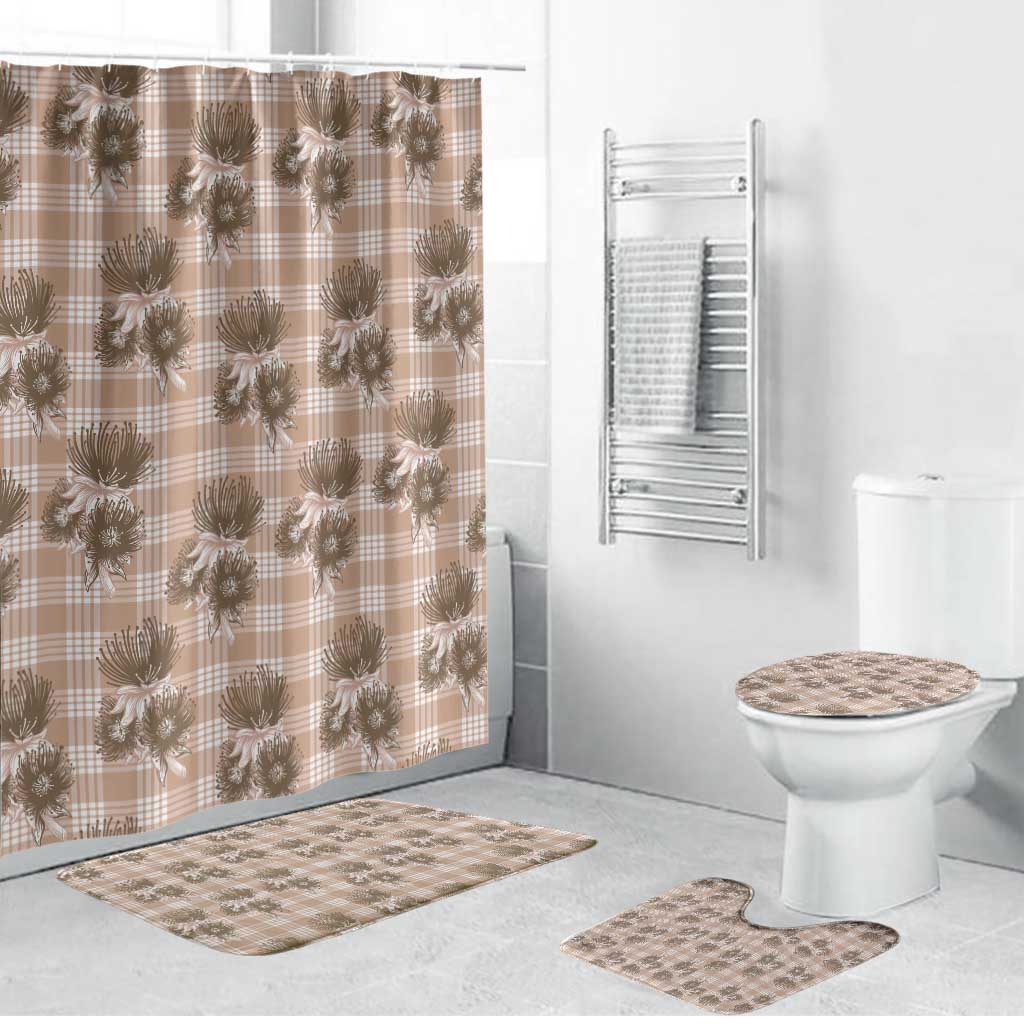 Brown Palaka Hawaii Bathroom Set Hawaiian Lehua Blossoms