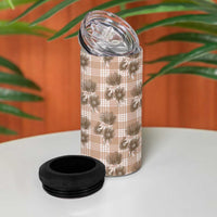 Brown Palaka Hawaii 4 in 1 Can Cooler Tumbler Hawaiian Lehua Blossoms LT05 - Polynesian Pride