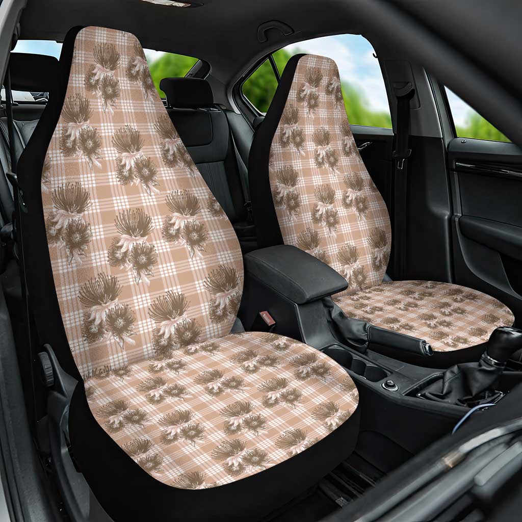 Brown Palaka Hawaii Car Seat Cover Hawaiian Lehua Blossoms