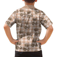 Brown Palaka Hawaii Family Matching Off The Shoulder Long Sleeve Dress and Hawaiian Shirt Hawaiian Lehua Blossoms LT05 - Polynesian Pride