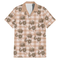 Brown Palaka Hawaii Family Matching Off Shoulder Maxi Dress and Hawaiian Shirt Hawaiian Lehua Blossoms LT05 Dad's Shirt - Short Sleeve Brown - Polynesian Pride