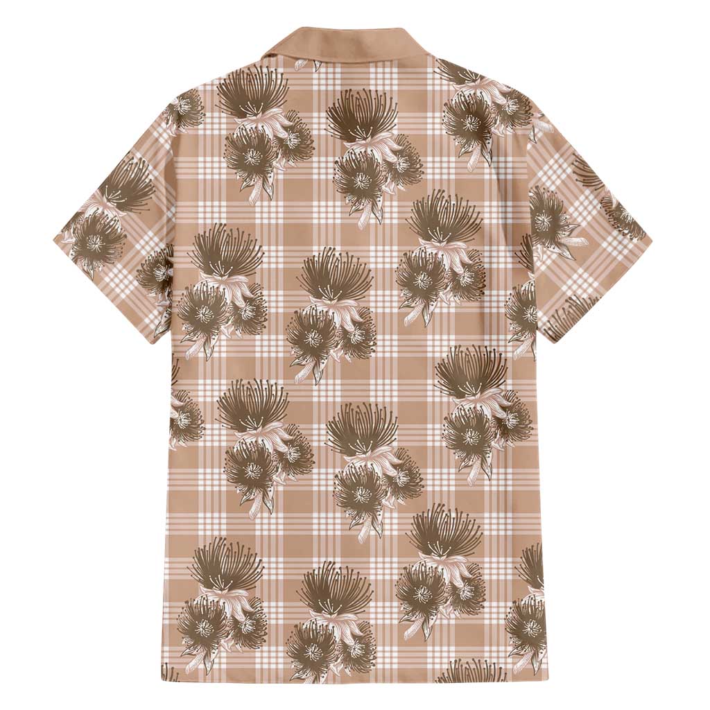 Brown Palaka Hawaii Family Matching Short Sleeve Bodycon Dress and Hawaiian Shirt Hawaiian Lehua Blossoms LT05 - Polynesian Pride