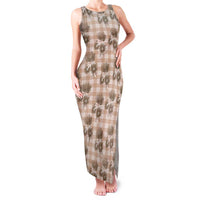 Brown Palaka Hawaii Family Matching Tank Maxi Dress and Hawaiian Shirt Hawaiian Lehua Blossoms LT05 Mom's Dress Brown - Polynesian Pride