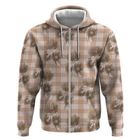Brown Palaka Hawaii Hoodie Hawaiian Lehua Blossoms LT05 Zip Hoodie Brown - Polynesian Pride