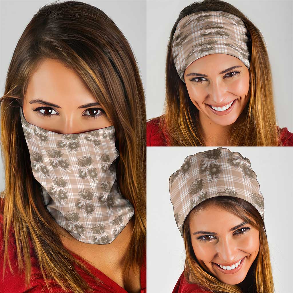 Brown Palaka Hawaii Neck Gaiter Hawaiian Lehua Blossoms