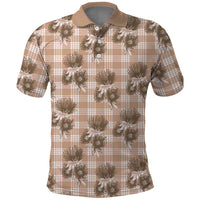 Brown Palaka Hawaii Polo Shirt Hawaiian Lehua Blossoms
