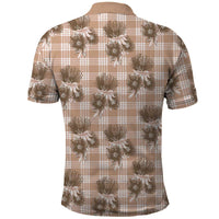 Brown Palaka Hawaii Polo Shirt Hawaiian Lehua Blossoms