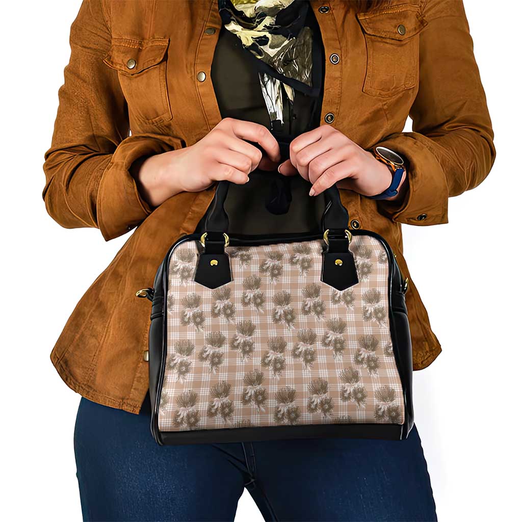 Brown Palaka Hawaii Shoulder Handbag Hawaiian Lehua Blossoms LT05 - Polynesian Pride