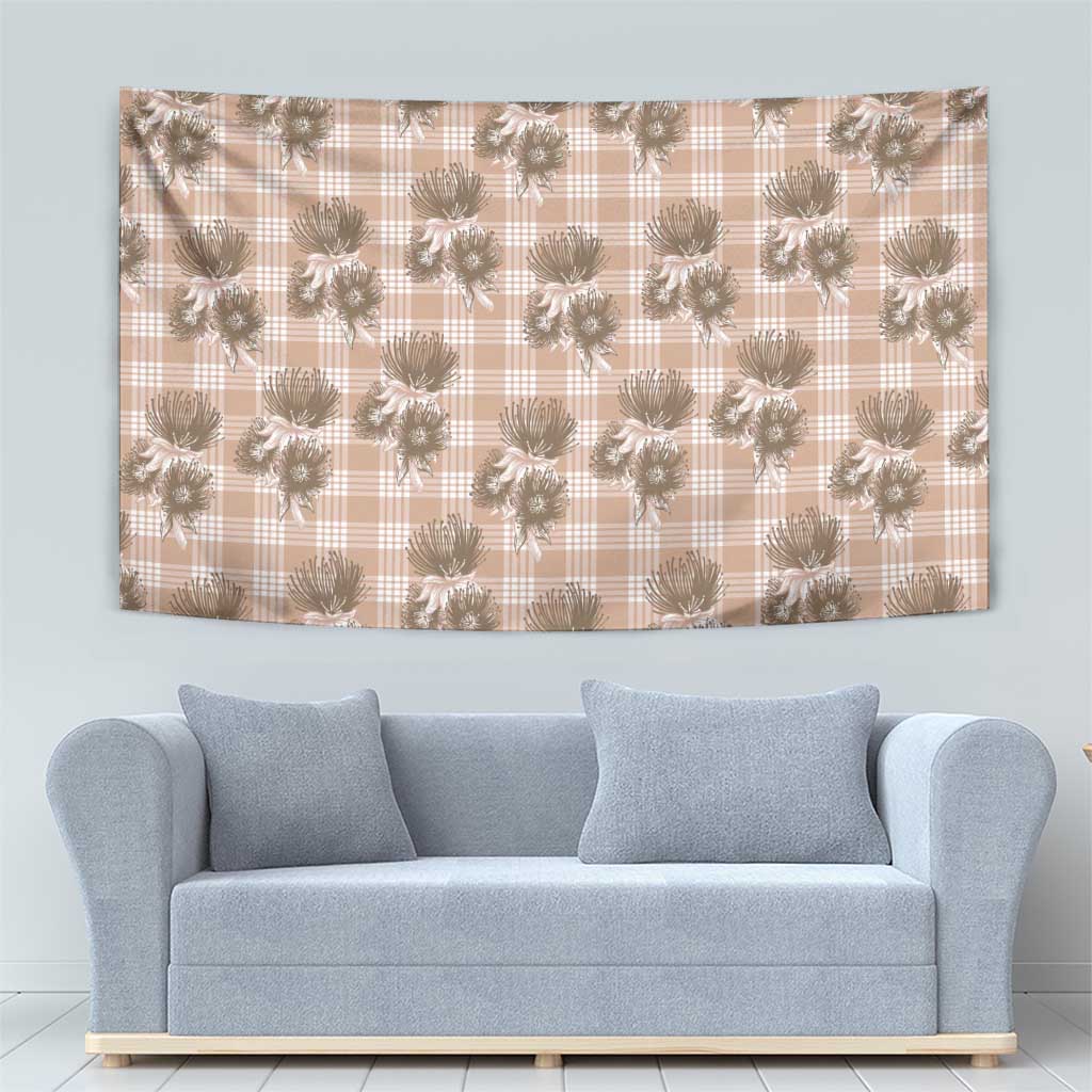 Brown Palaka Hawaii Tapestry Hawaiian Lehua Blossoms