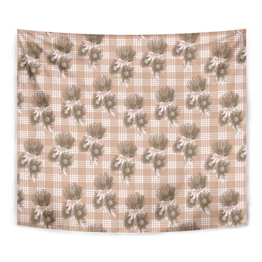 Brown Palaka Hawaii Tapestry Hawaiian Lehua Blossoms