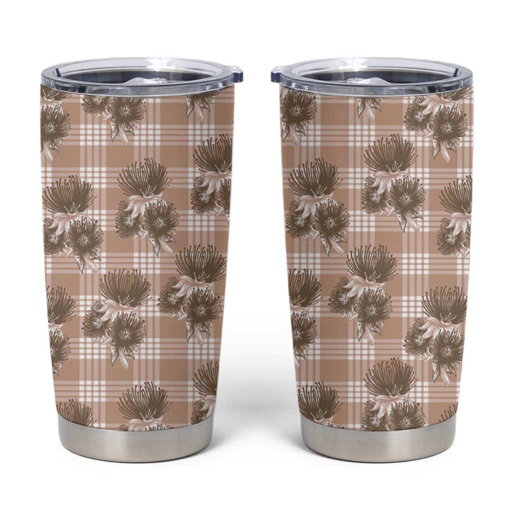 Brown Palaka Hawaii Tumbler Cup Hawaiian Lehua Blossoms