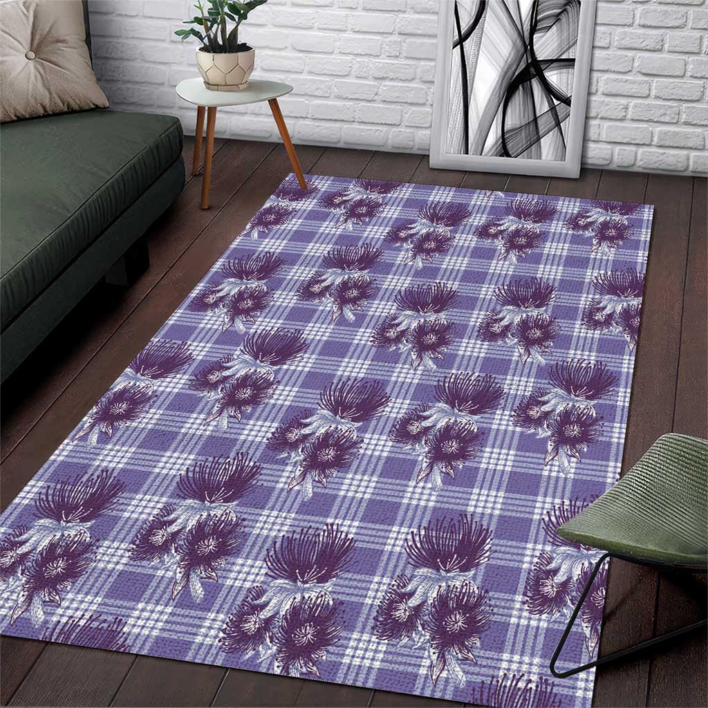 Purple Palaka Hawaii Area Rug Hawaiian Lehua Blossoms