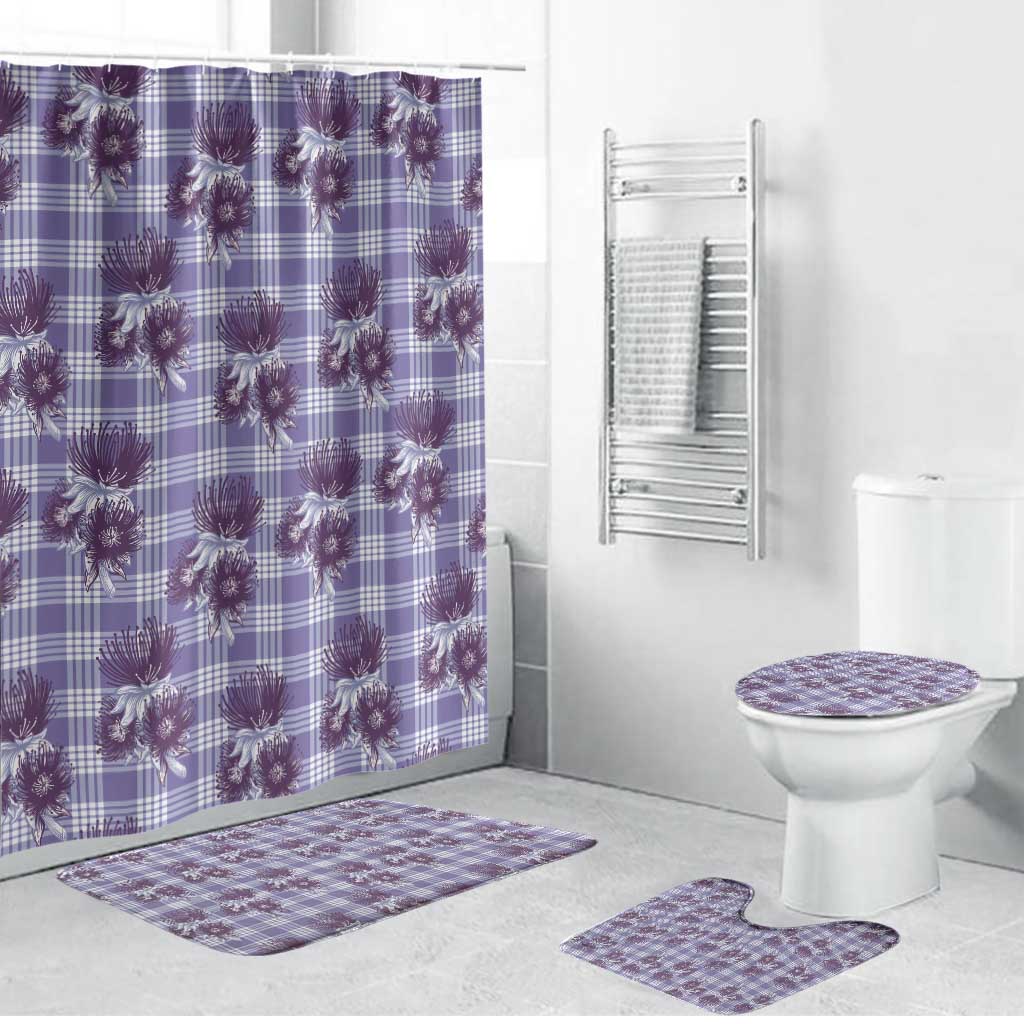 Purple Palaka Hawaii Bathroom Set Hawaiian Lehua Blossoms