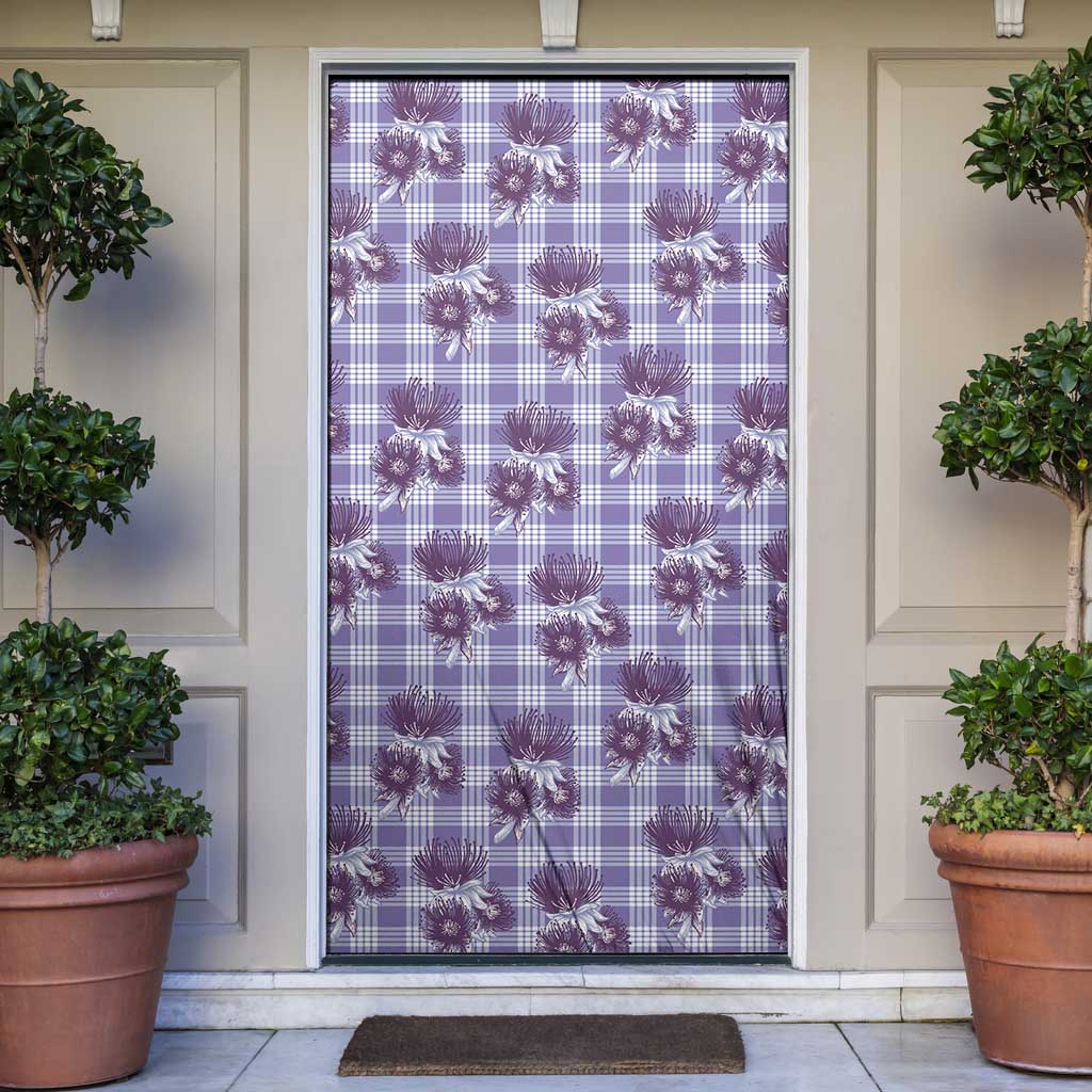 Purple Palaka Hawaii Door Cover Hawaiian Lehua Blossoms