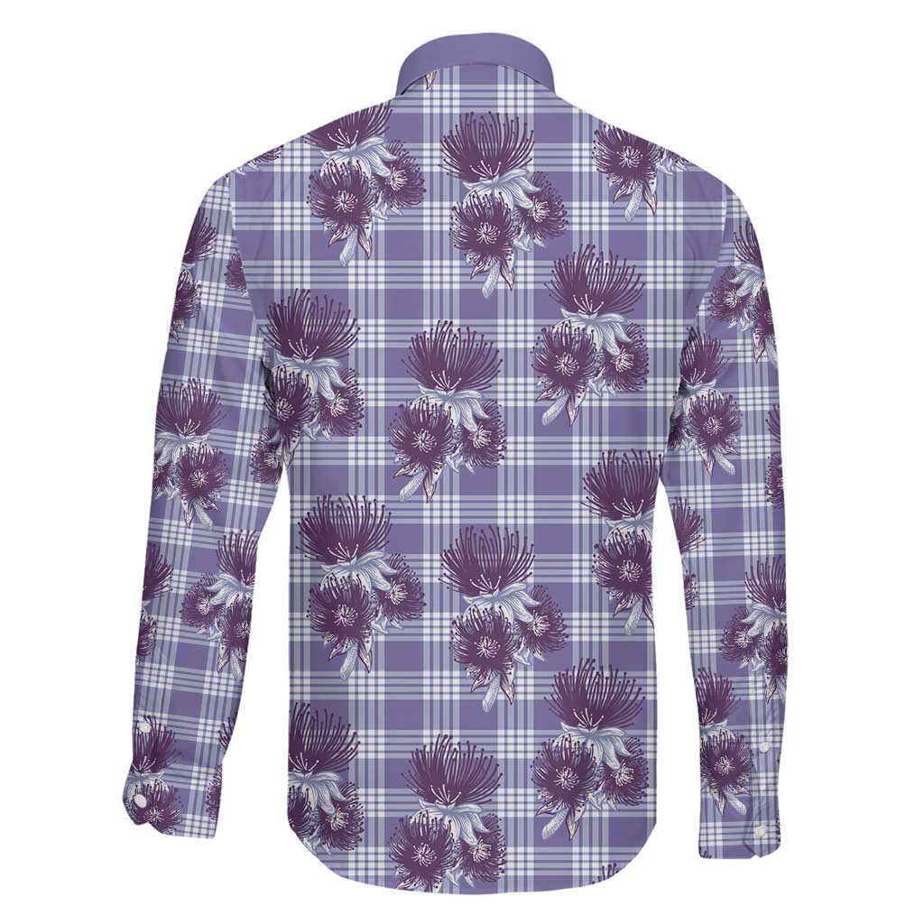 Purple Palaka Hawaii Family Matching Short Sleeve Bodycon Dress and Hawaiian Shirt Hawaiian Lehua Blossoms LT05 - Polynesian Pride