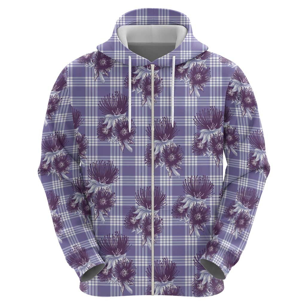 Purple Palaka Hawaii Hoodie Hawaiian Lehua Blossoms LT05 - Polynesian Pride