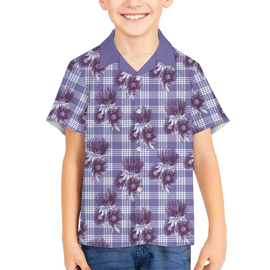 Purple Palaka Hawaii Kid Hawaiian Shirt Hawaiian Lehua Blossoms