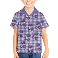 Purple Palaka Hawaii Kid Hawaiian Shirt Hawaiian Lehua Blossoms