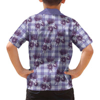 Purple Palaka Hawaii Kid Hawaiian Shirt Hawaiian Lehua Blossoms