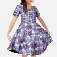 Purple Palaka Hawaii Kid Short Sleeve Dress Hawaiian Lehua Blossoms LT05 KID Purple - Polynesian Pride