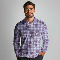 Purple Palaka Hawaii Long Sleeve Polo Shirt Hawaiian Lehua Blossoms LT05 - Polynesian Pride