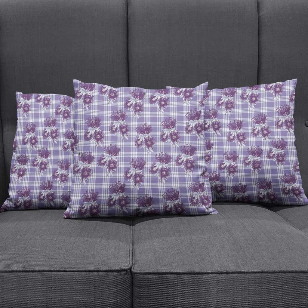 Purple Palaka Hawaii Pillow Cover Hawaiian Lehua Blossoms