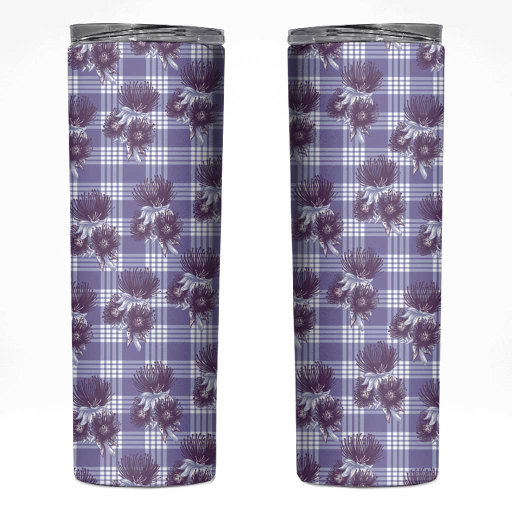 Purple Palaka Hawaii Skinny Tumbler Hawaiian Lehua Blossoms