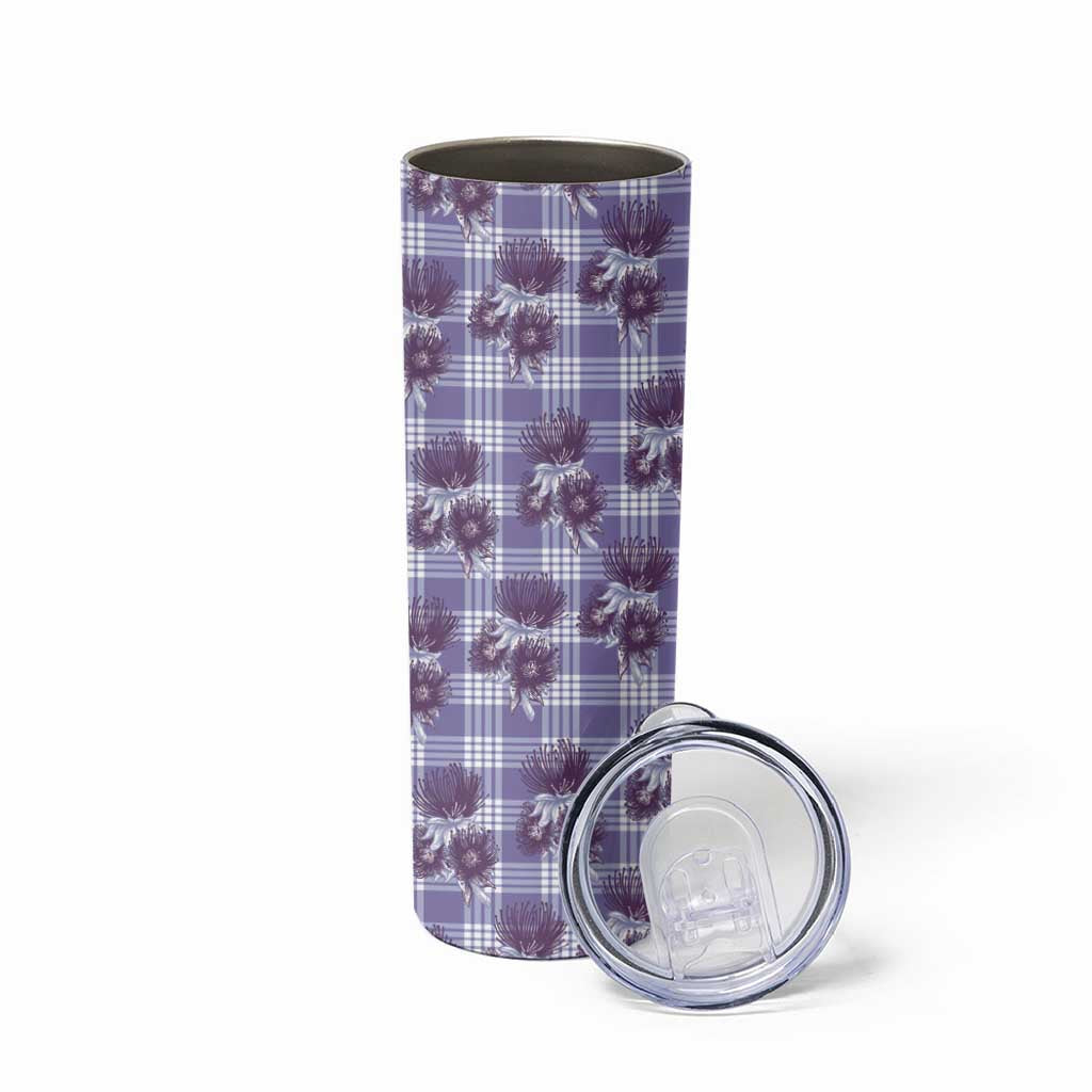 Purple Palaka Hawaii Skinny Tumbler Hawaiian Lehua Blossoms