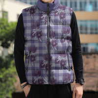 Purple Palaka Hawaii Sleeveless Puffer Jacket Hawaiian Lehua Blossoms