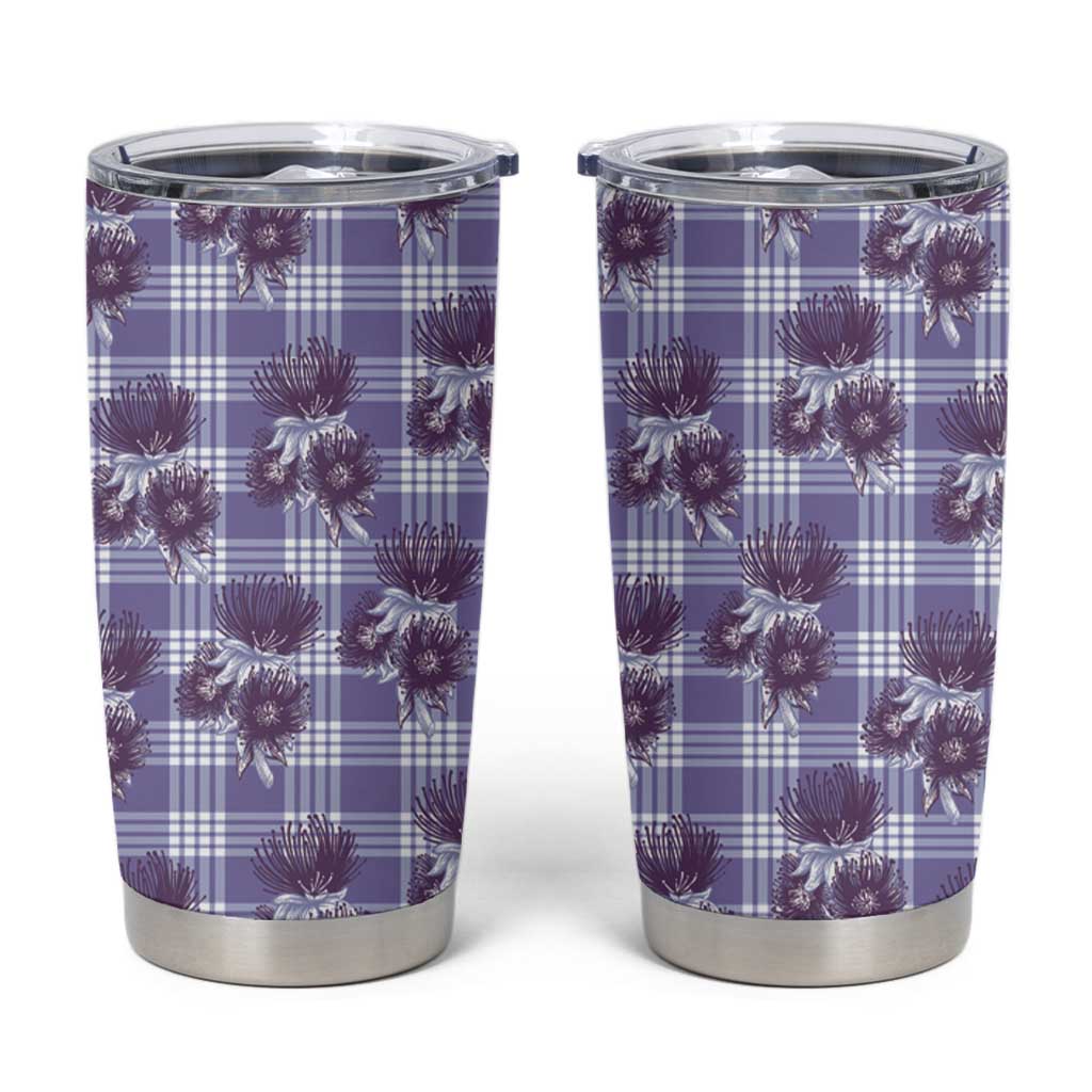 Purple Palaka Hawaii Tumbler Cup Hawaiian Lehua Blossoms
