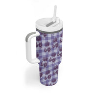 Purple Palaka Hawaii Tumbler With Handle Hawaiian Lehua Blossoms