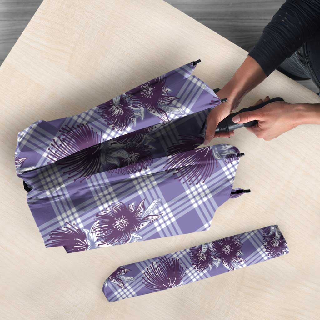 Purple Palaka Hawaii Umbrella Hawaiian Lehua Blossoms LT05 - Polynesian Pride