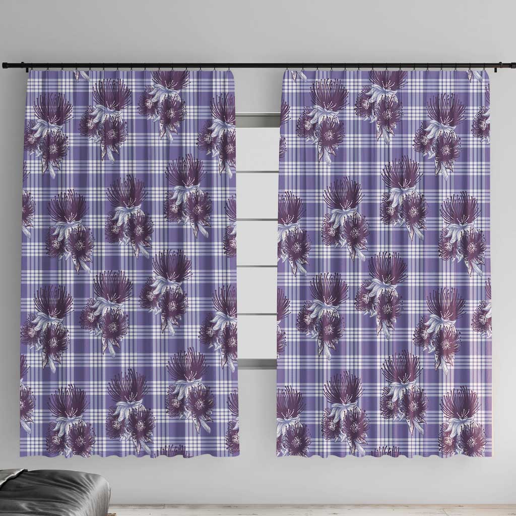 Purple Palaka Hawaii Window Curtain Hawaiian Lehua Blossoms
