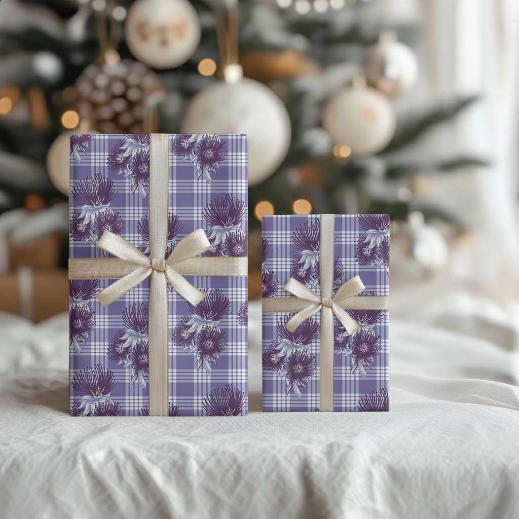 Purple Palaka Hawaii Wrapping Paper Hawaiian Lehua Blossoms