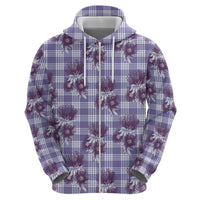 Purple Palaka Hawaii Zip Hoodie Hawaiian Lehua Blossoms LT05 - Polynesian Pride
