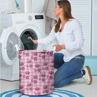 Pink Palaka Hawaii Laundry Basket Hawaiian Lehua Blossoms LT05 - Polynesian Pride
