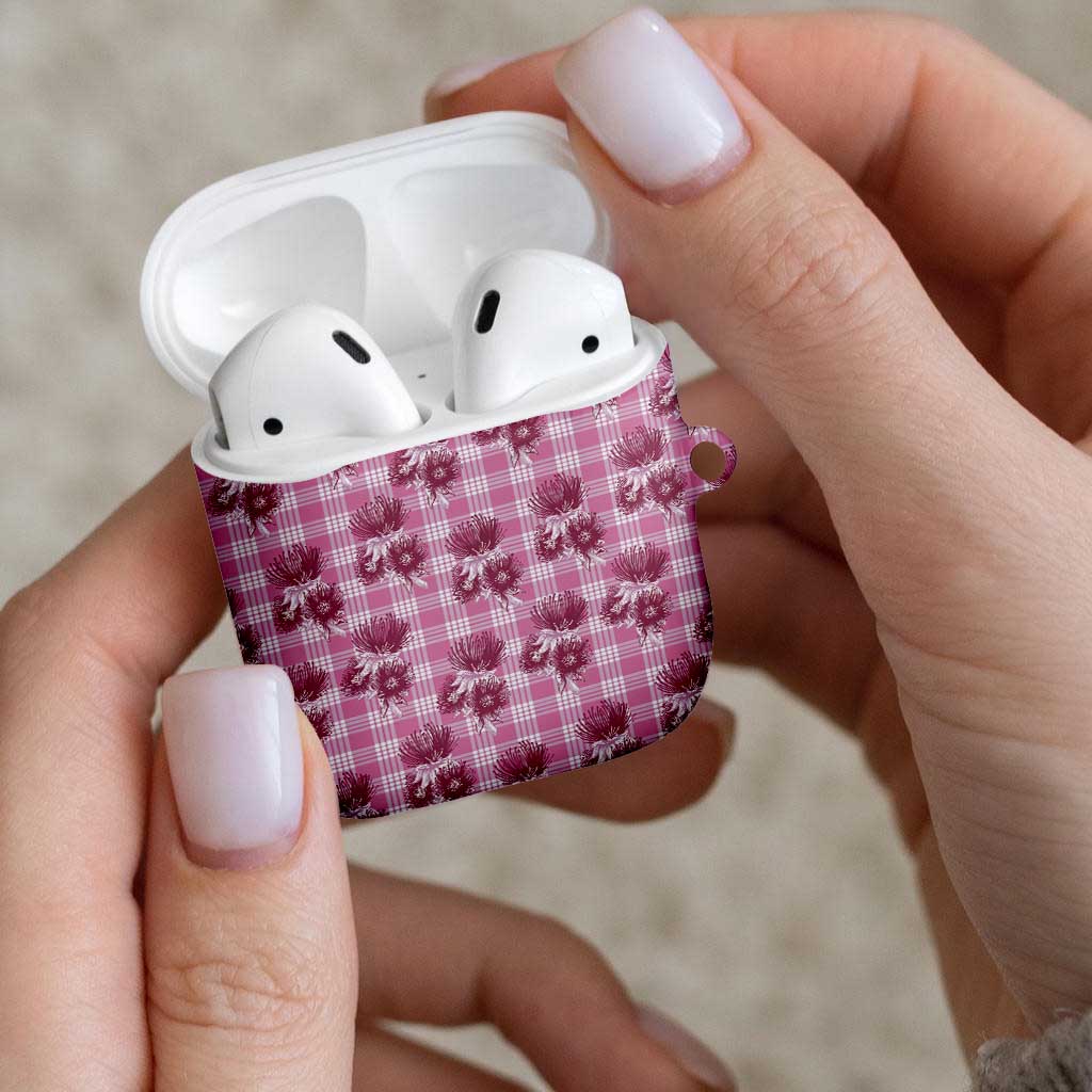 Pink Palaka Hawaii AirPods Case Hawaiian Lehua Blossoms LT05 - Polynesian Pride
