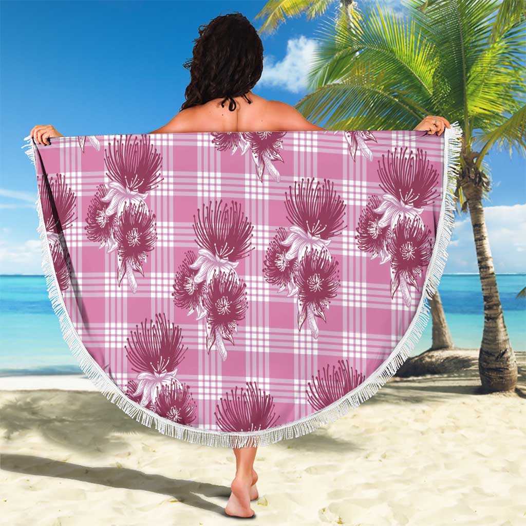 Pink Palaka Hawaii Beach Blanket Hawaiian Lehua Blossoms LT05 - Polynesian Pride