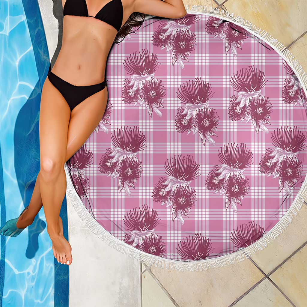 Pink Palaka Hawaii Beach Blanket Hawaiian Lehua Blossoms LT05 - Polynesian Pride