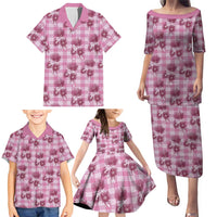 Pink Palaka Hawaii Family Matching Puletasi and Hawaiian Shirt Hawaiian Lehua Blossoms