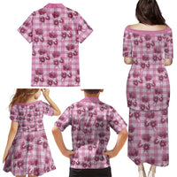 Pink Palaka Hawaii Family Matching Puletasi and Hawaiian Shirt Hawaiian Lehua Blossoms