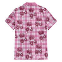 Pink Palaka Hawaii Family Matching Puletasi and Hawaiian Shirt Hawaiian Lehua Blossoms