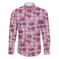 Pink Palaka Hawaii Family Matching Puletasi and Hawaiian Shirt Hawaiian Lehua Blossoms