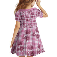 Pink Palaka Hawaii Family Matching Short Sleeve Bodycon Dress and Hawaiian Shirt Hawaiian Lehua Blossoms