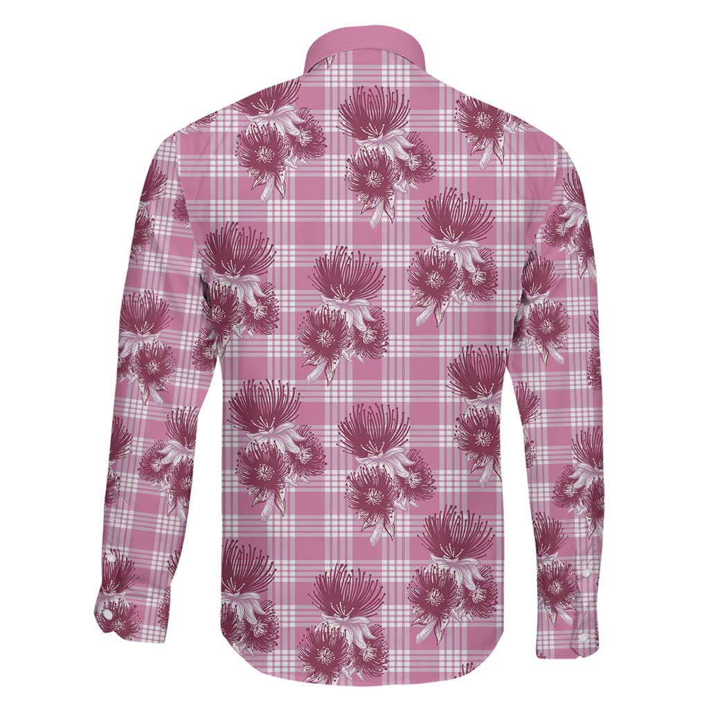 Pink Palaka Hawaii Family Matching Short Sleeve Bodycon Dress and Hawaiian Shirt Hawaiian Lehua Blossoms