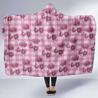 Pink Palaka Hawaii Hooded Blanket Hawaiian Lehua Blossoms