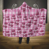 Pink Palaka Hawaii Hooded Blanket Hawaiian Lehua Blossoms