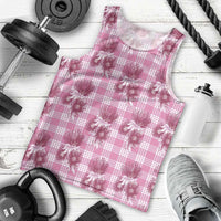 Pink Palaka Hawaii Men Tank Top Hawaiian Lehua Blossoms